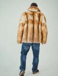 Men’s Real Red Fox Fur Oversized Soft Brown Winter Warm Coat