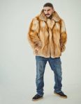 Men’s Real Red Fox Fur Oversized Soft Brown Winter Warm Coat
