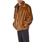 Men’s Stylish Soft Fluffy Brown Real Mink Fur Stand Up Collar Winter Jacket