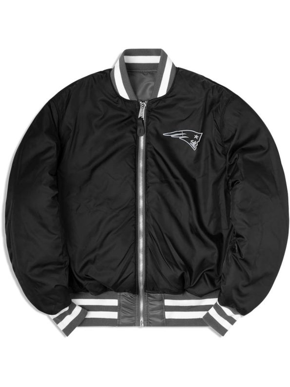 New England Patriots X Alpha X New Era Ma-1 Grey Bomber Jacket.