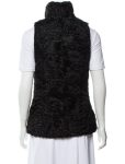Real Persian Astrakhan Lamb Women Shawl Lapel Collar Fur Waistcoat Vest