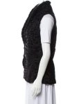 Real Persian Astrakhan Lamb Women Shawl Lapel Collar Fur Waistcoat Vest