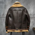 Ronald SF Bomber Double Belted Cuffs Collar Brown Shearling Fur Winter Jacket