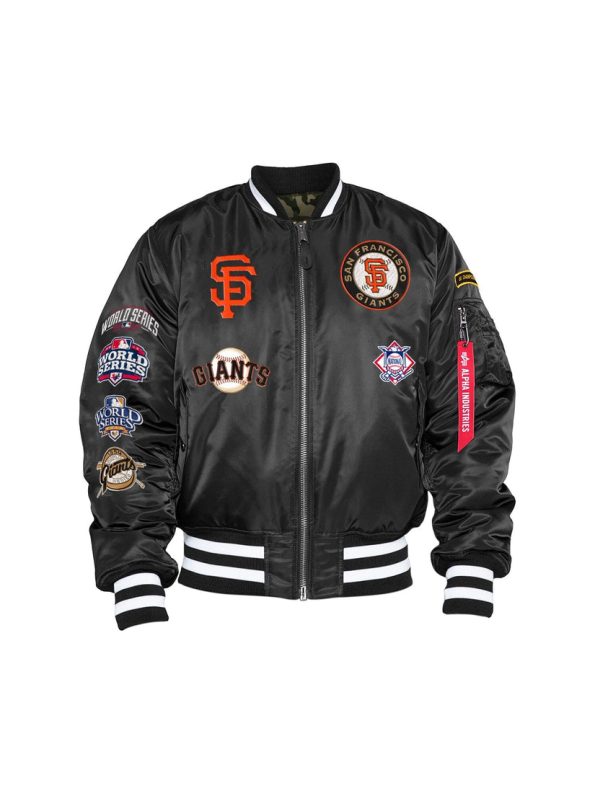 San Francisco Giants X Alpha X New Era Ma-1 Black Bomber Jacket
