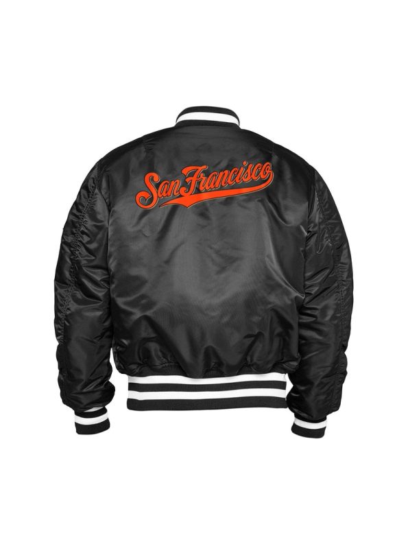 San Francisco Giants X Alpha X New Era Ma-1 Black Bomber Jacket.