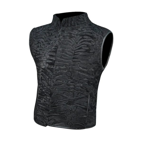 Warm Men & Women Black Broadtail Persian Karakul Lamb Fur Vest