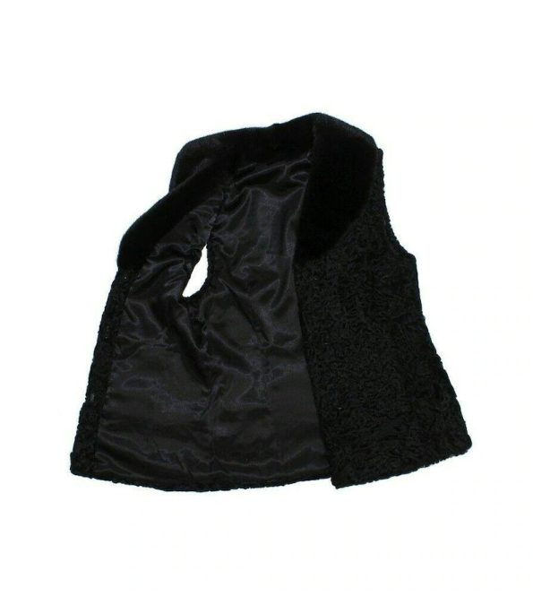Warm Men & Women Black Broadtail Persian Karakul Lamb Fur Vest Waistcoat.