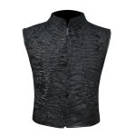 Warm Men & Women Black Broadtail Persian Karakul Lamb Fur Vest Waistcoat For Winter