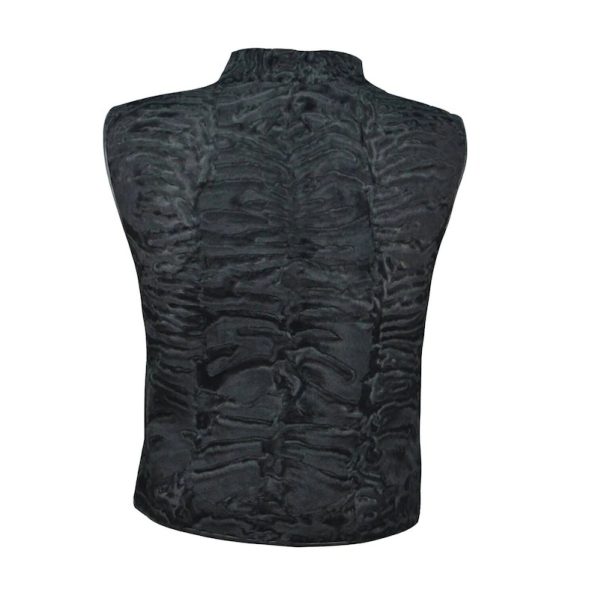 Warm Men & Women Black Broadtail Persian Karakul Lamb Fur Vest Waistcoat For Winter.