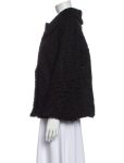 Women Vintage Old Fashion Real Persian Astrakhan Karakul Lamb Curly Fur Black Jacket