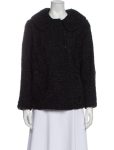 Women Vintage Old Fashion Real Persian Astrakhan Karakul Lamb Curly Fur Black Jacket