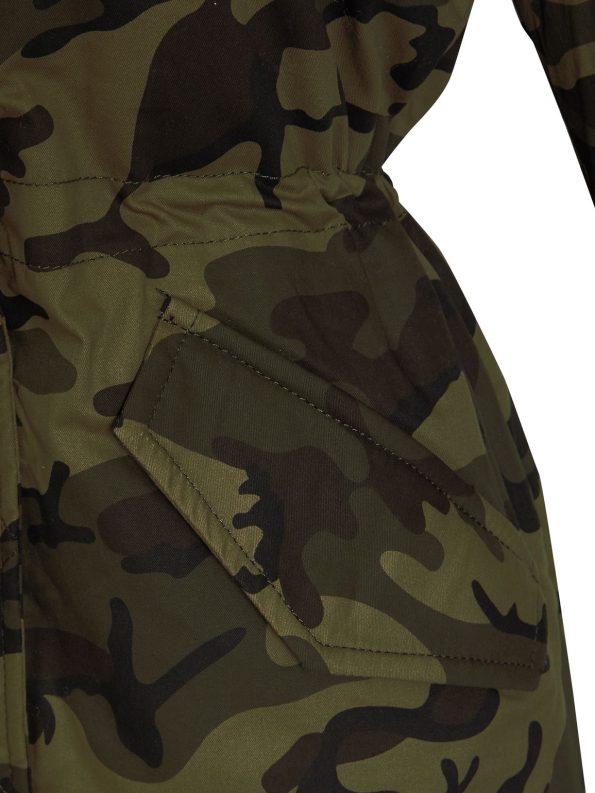 Womens Khaki Camo Parka Hooded Coat