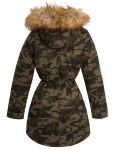 Womens Khaki Camo Parka Padded Hooded Coat
