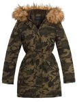 Womens Khaki Camo Parka Padded Hooded Coat
