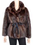 Women’s Real Mink Fur Old 1960s Style Coffee Brown Warm Coat
