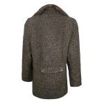 Women’s Winter Persian Karakul Astrakhan Lamb Mink Fur Collar Double Breasted Brown Coat