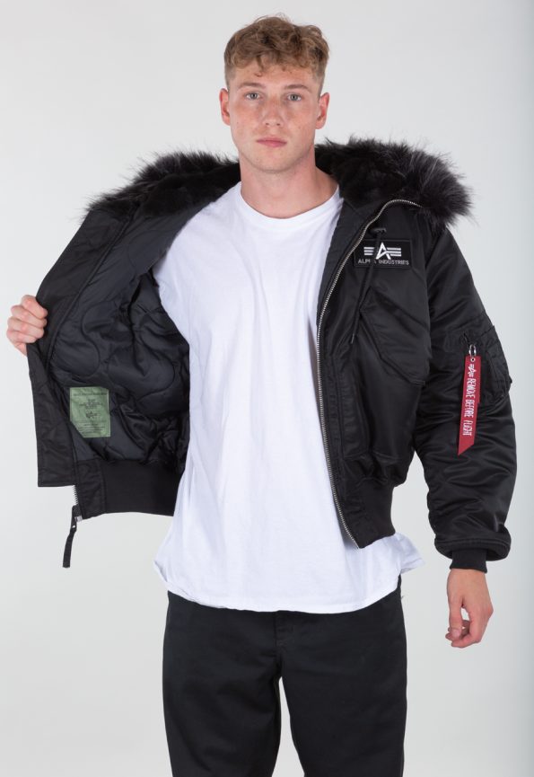 Alpha Industries 45P Black Hooded Jacket.