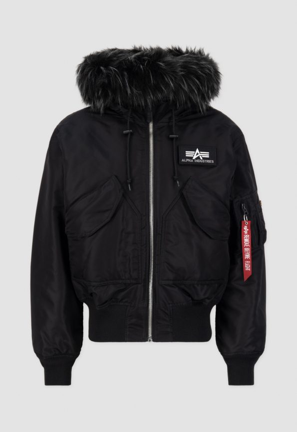 Alpha Industries 45P Black Hooded Parka Jacket.
