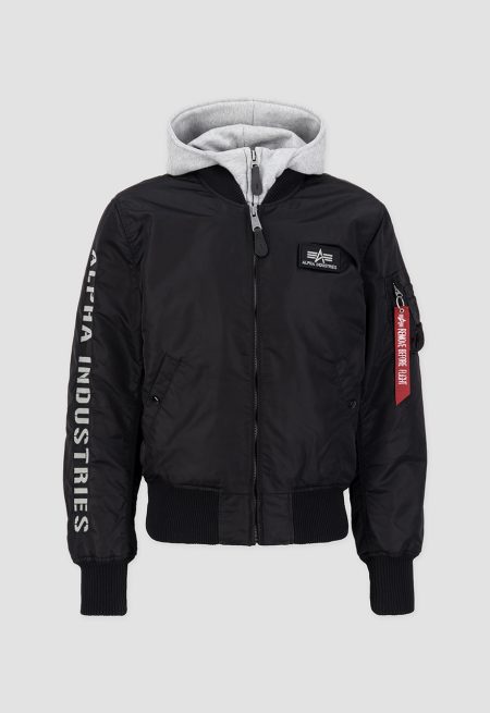Alpha Industries Ma-1 Black And Grey Hooded Jacket