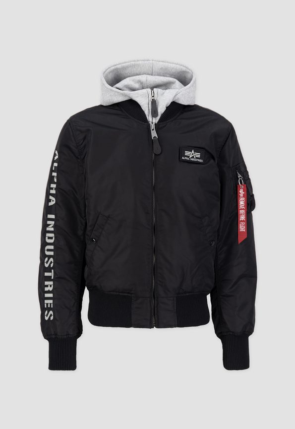Alpha Industries Ma-1 Black And Grey Hooded Jacket