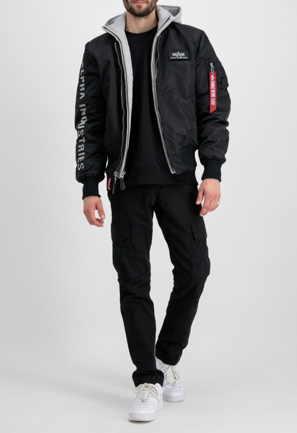 Alpha Industries Ma-1 Black And Grey Hooded Jacket.