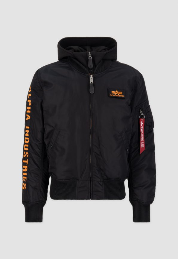 Alpha Industries Ma-1 Black And Orange Hooded Jacket