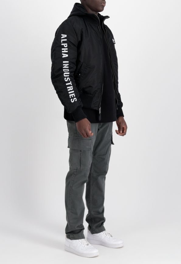 Alpha Industries Ma-1 Black And White Hooded Jacket.