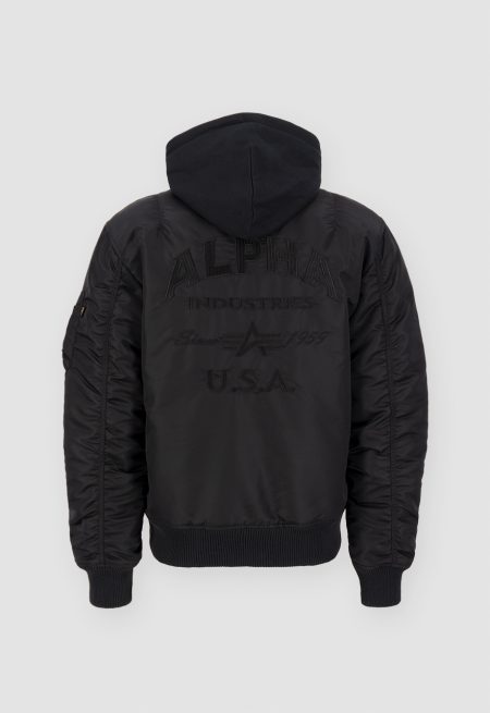 Alpha Industries Ma-1 Black Hooded Bomber Jacket