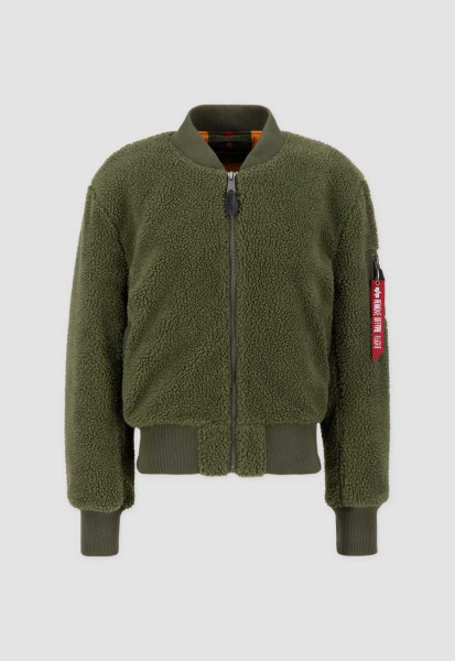 Alpha Industries Ma-1 Green Teddy Bomber Jacket