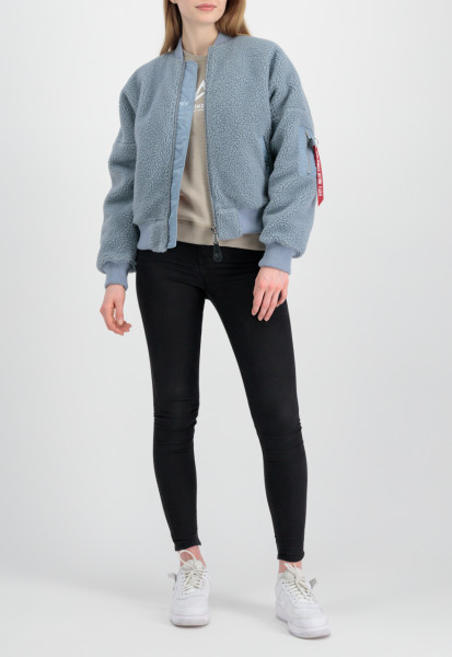 Alpha Industries Ma-1 Light Blue Teddy Bomber Jacket.