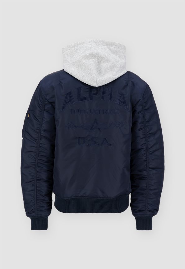 Alpha Industries Ma-1 Navy Blue Hooded Bomber Jacket