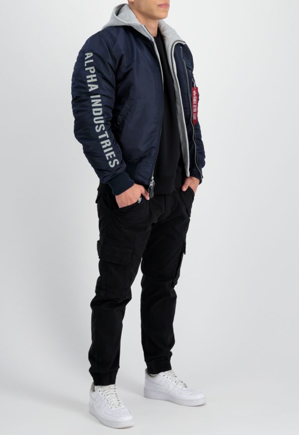 Alpha Industries Ma-1 Navy Blue Hooded Jacket. (2)