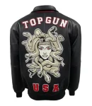 Army Air Corps Top Gun Medusa Brown Flight Bomber Lambskin A-2 Leather Jacket