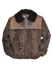 B3 Bomber Astrakhan Brown Broadtail Persian Lamb With Mink Fur Collar Jacket