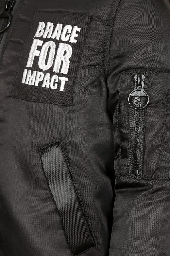 Brace For Impact Black Satin Pilot Jacket