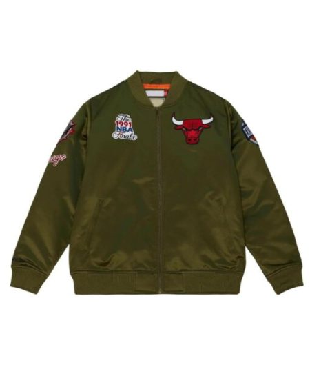 Chicago Bulls Flight Green Satin Jacket