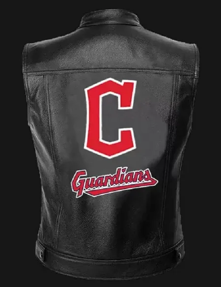 Cleveland Guardians MLB Team Black Leather Vest.
