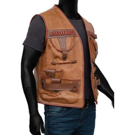 Crocodile Dundee Paul Hogan Brown Vest.