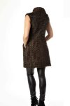 Dennis Karakul Persian Lamb Astrakhan Shearling Fur Sleeveless Mid Length Brown Coat