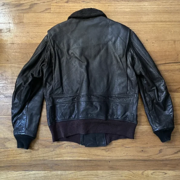 G-1 Black Vintage Leather Flight Bomber Jacket.