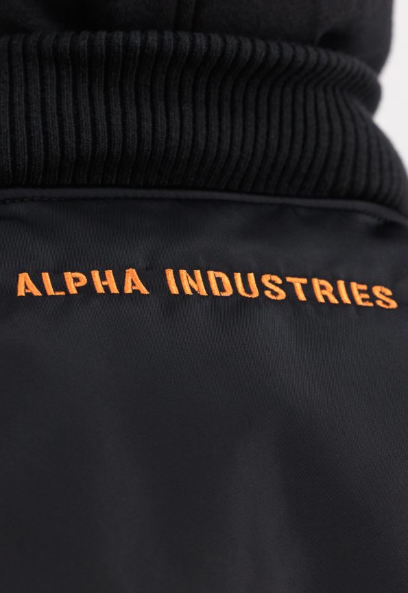 Ma-1 Black And Orange Hooded Jacket.
