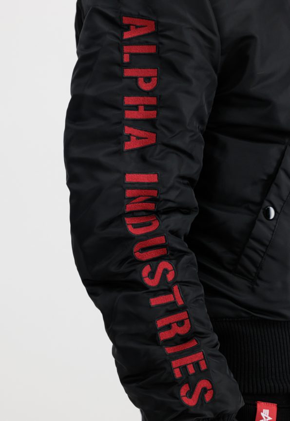 Ma-1 Black And Red Hooded Jacket.
