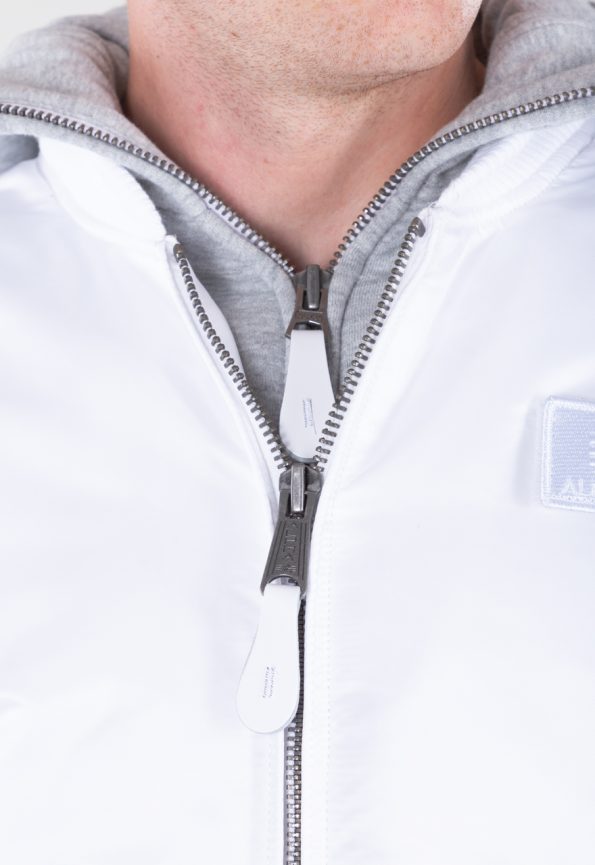 Ma-1 White And Grey Hooded Jacket.