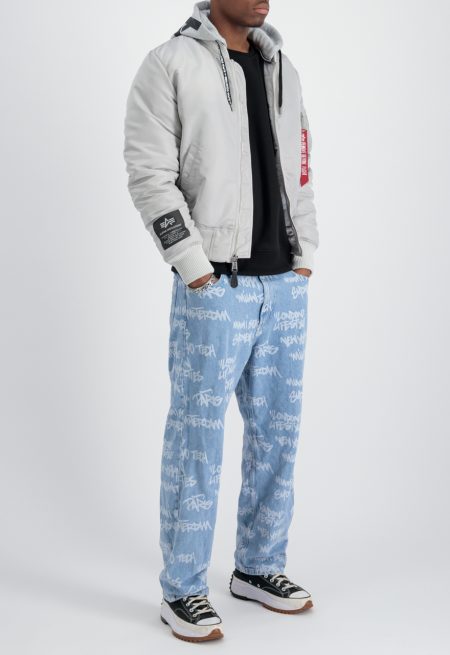 Ma-1 White Hooded Nylon Bomber Jacket.