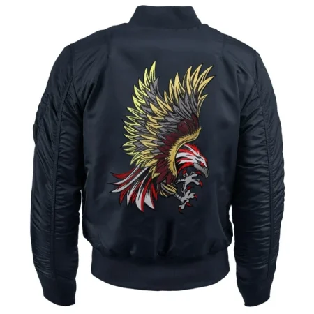 Ma Croix Mens Patch Ma-1 Flight Souvenir Bomber Jacket.