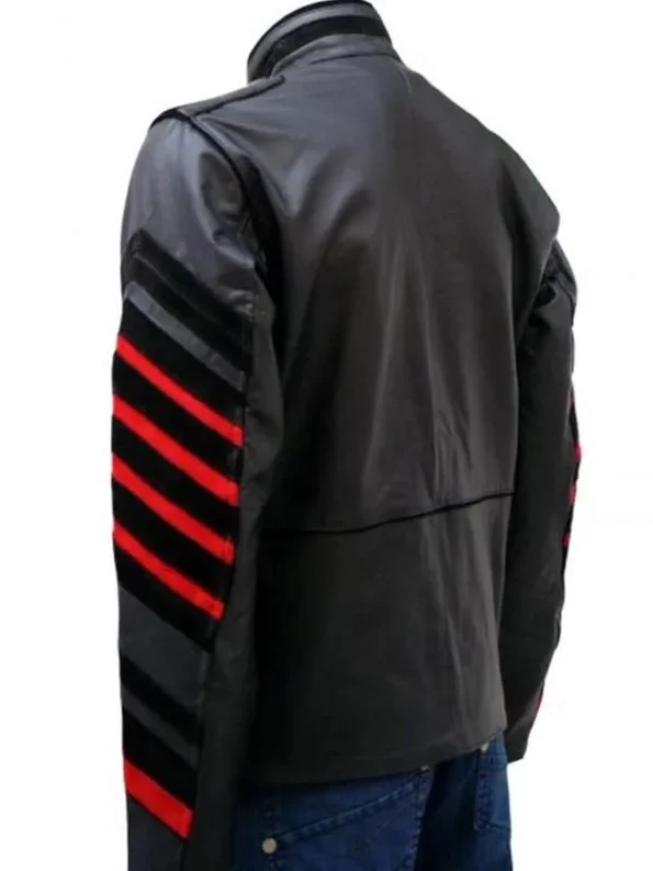 Men Fashion Style Military Black Real Leather Jacket.