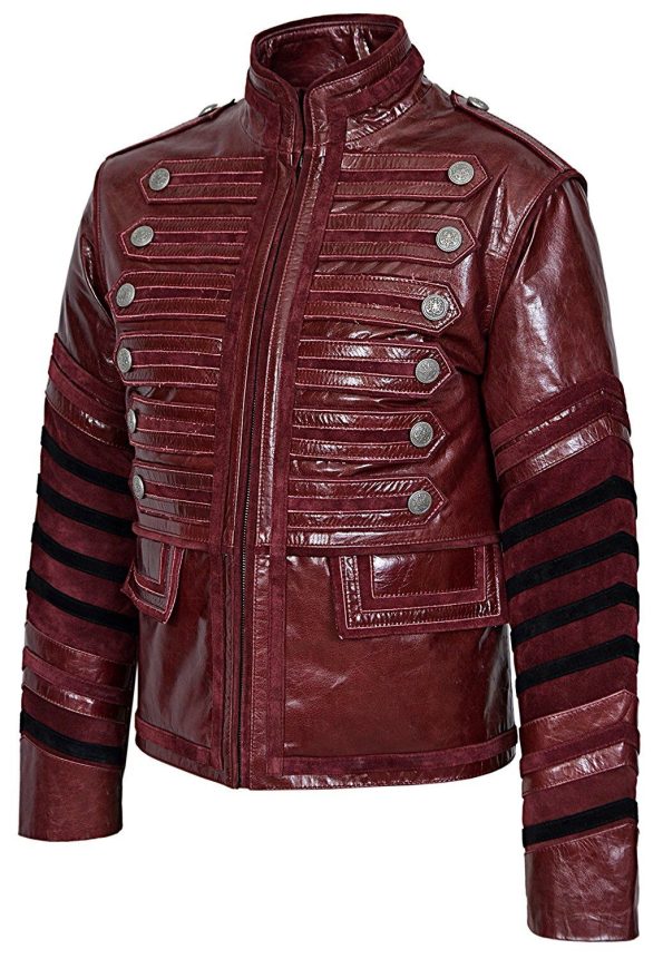 Men's Classic Military Cowhide Leather Parade Jacket