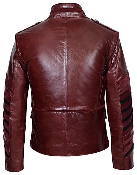 Men's Classic Military Maroon Cowhide Leather Parade Jacket.