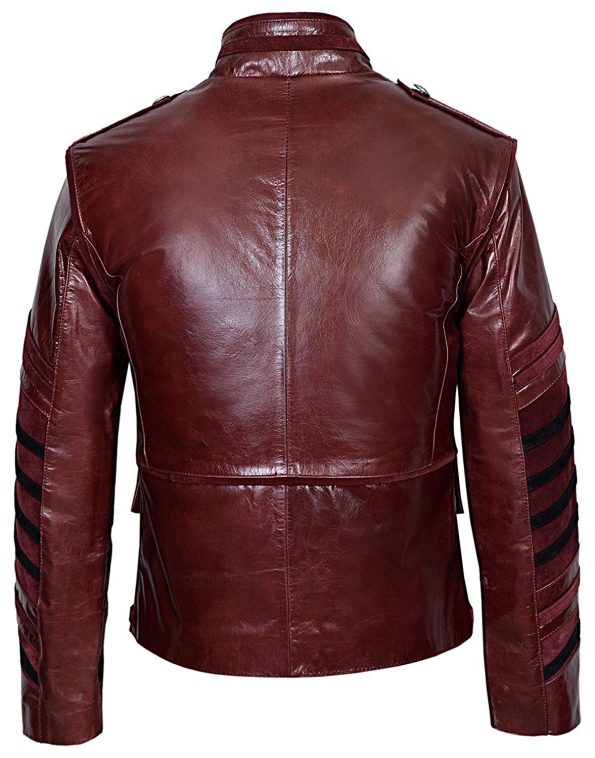 Men's Classic Military Maroon Cowhide Leather Parade Jacket.