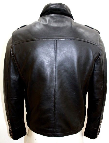 Men's Classic Military Rock Black Napa Leather Parade Jacket.
